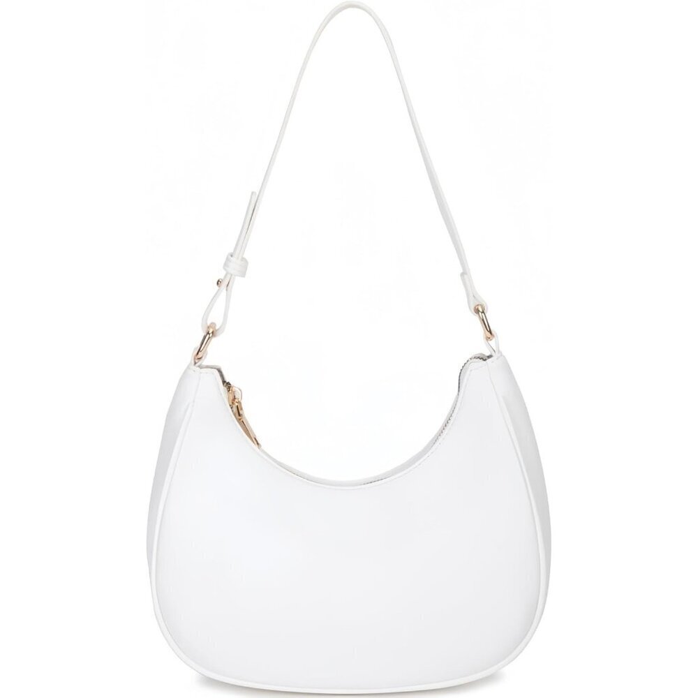 Women’s Moon White Cute Hobo Tote Handbag Mini Clutch Purse with Zipper Closure